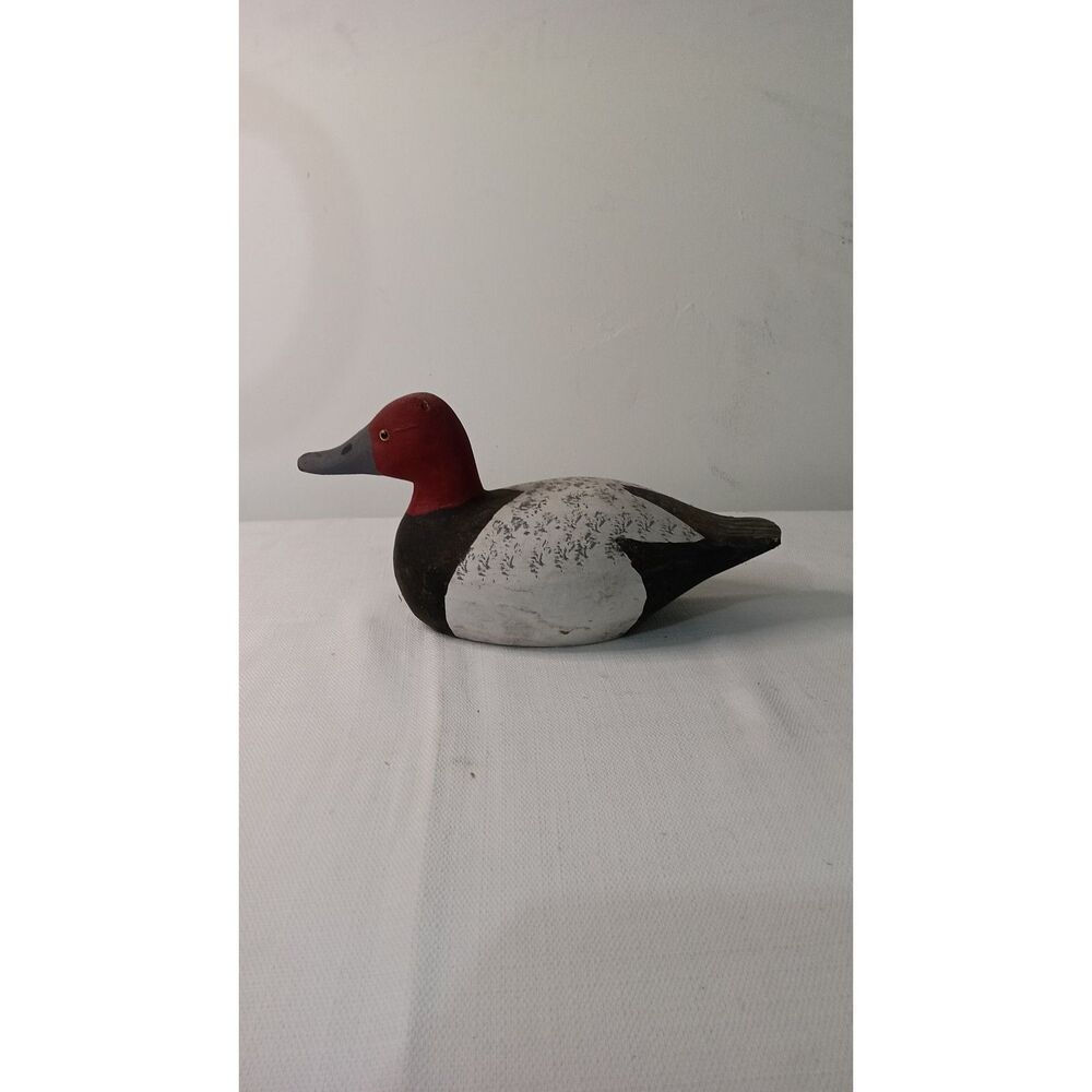 Canvasback Duck Decoy Wooden Hand Painted Red Head